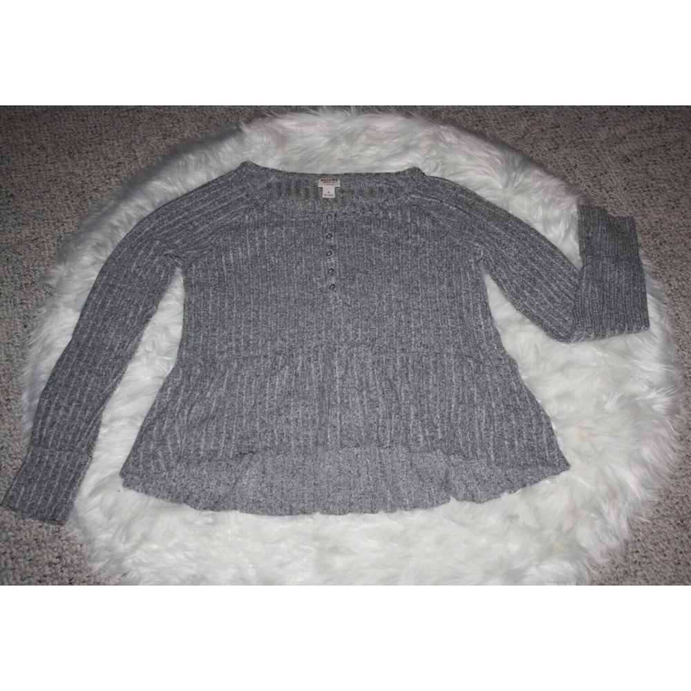 Mossimo Women's Sweater Gray Sz S Light Weight LS Hi-Low Hem Soft